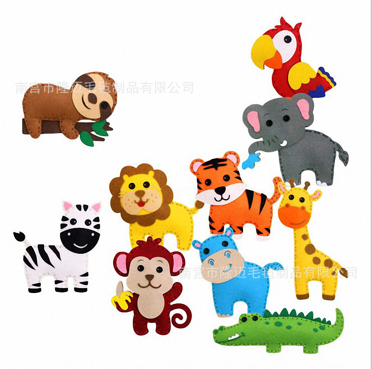 Creative Rainforest Jungle Animal Sewing Craft Set Children's Educational Felt Toy Handmade diy Material Bag