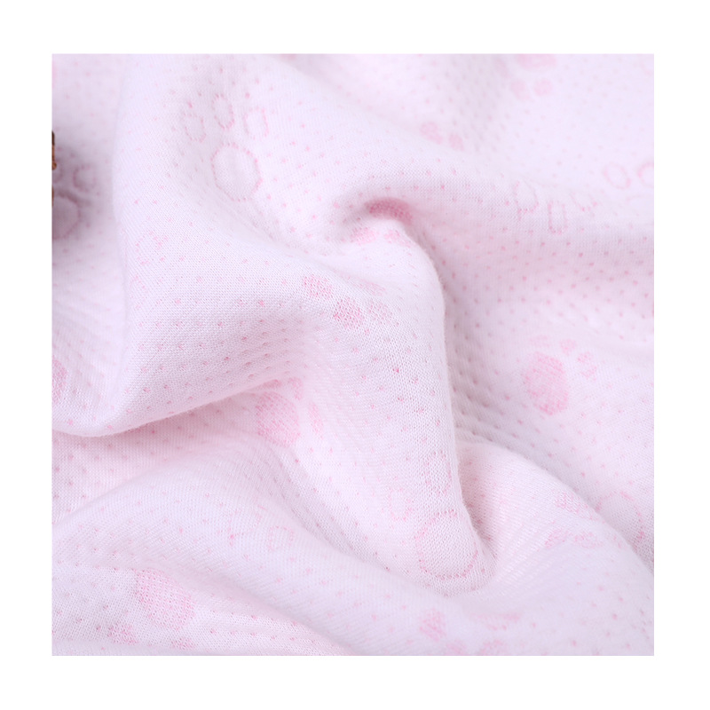 Picture of Shu cotton jacquard air layer two-sided cotton silk air layer baby sleeping bag crawling tire cap three-layer cotton fabric