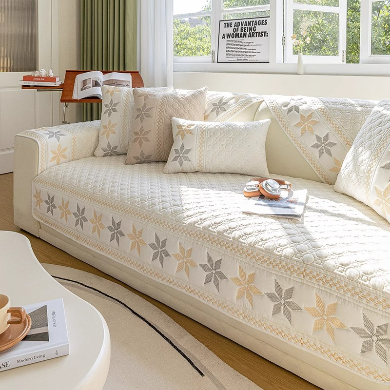 Sofa Cushion Four Seasons Universal Non-slip Pure Cotton Fabric Cushion Simple Modern 2024 Leather Sofa Cover Cover Cloth for Foreign Trade