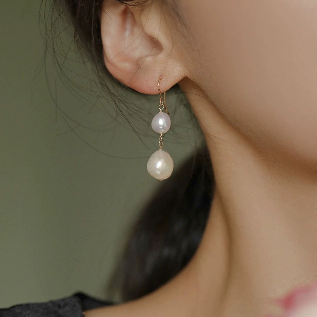Natural Baroque Pearl Earrings Elegant Earrings Niche Design Irregular Pearl Earrings Women's All-match Fashion
