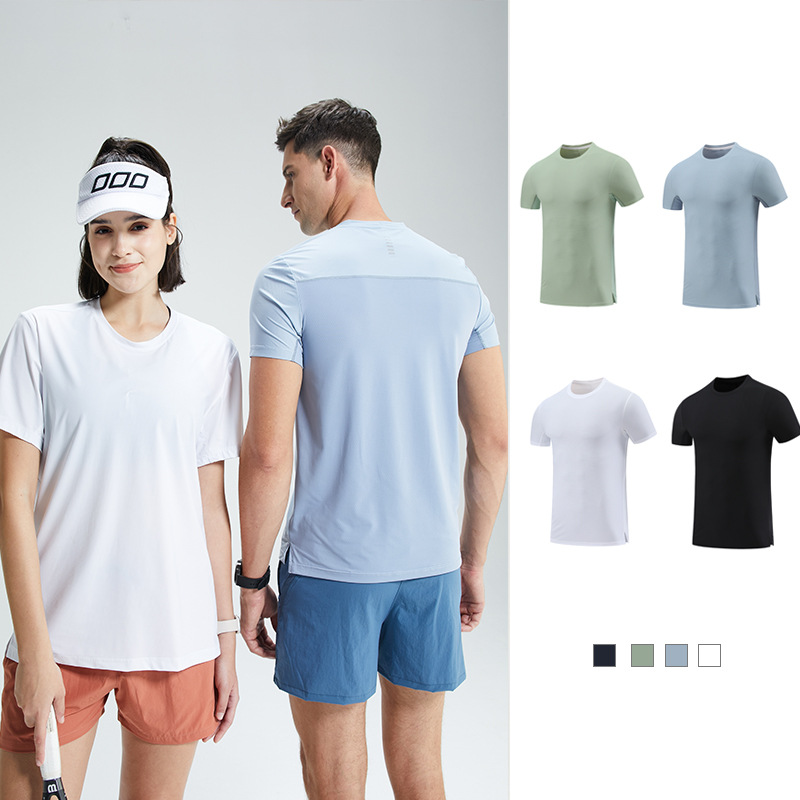 Sports quick-drying cool feeling short sleeve outdoor leisure loose breathable round neck solid color fitness running sports T-shirt top