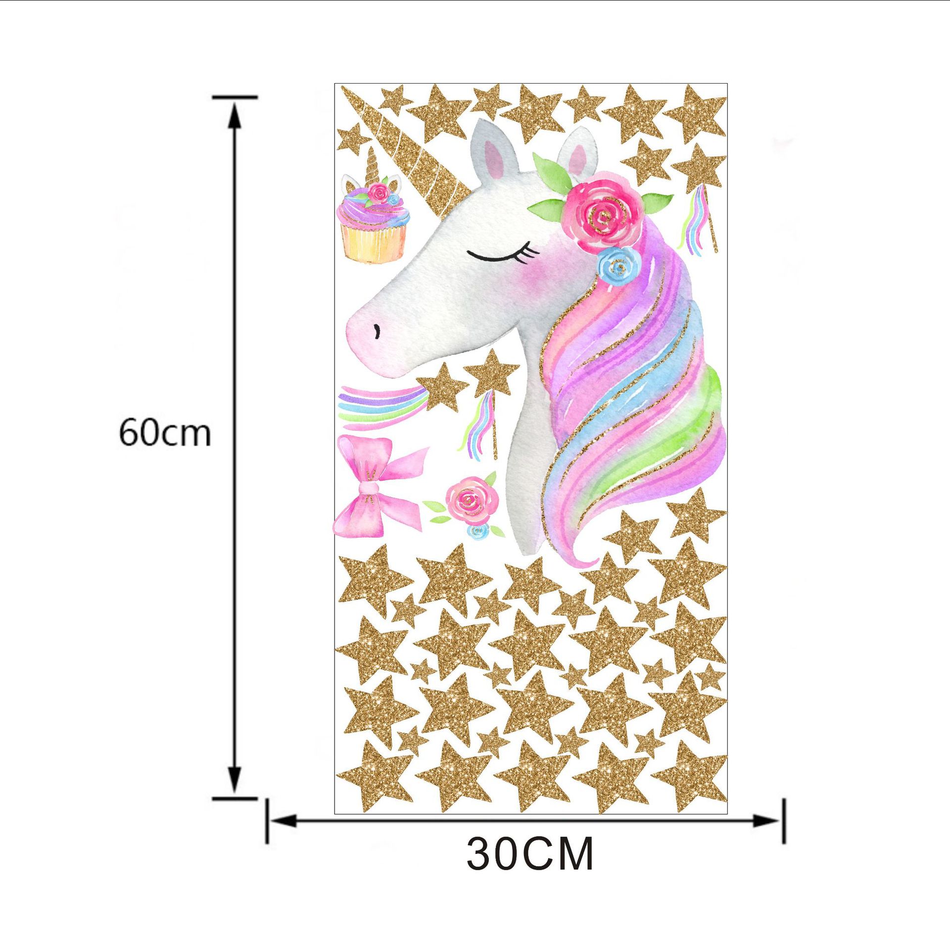 Picture of Kunshang Cross-border New Golden Unicorn Wall Stickers Cross-border Source Living Room Bedroom Children's Room Decorative Painting KS6629