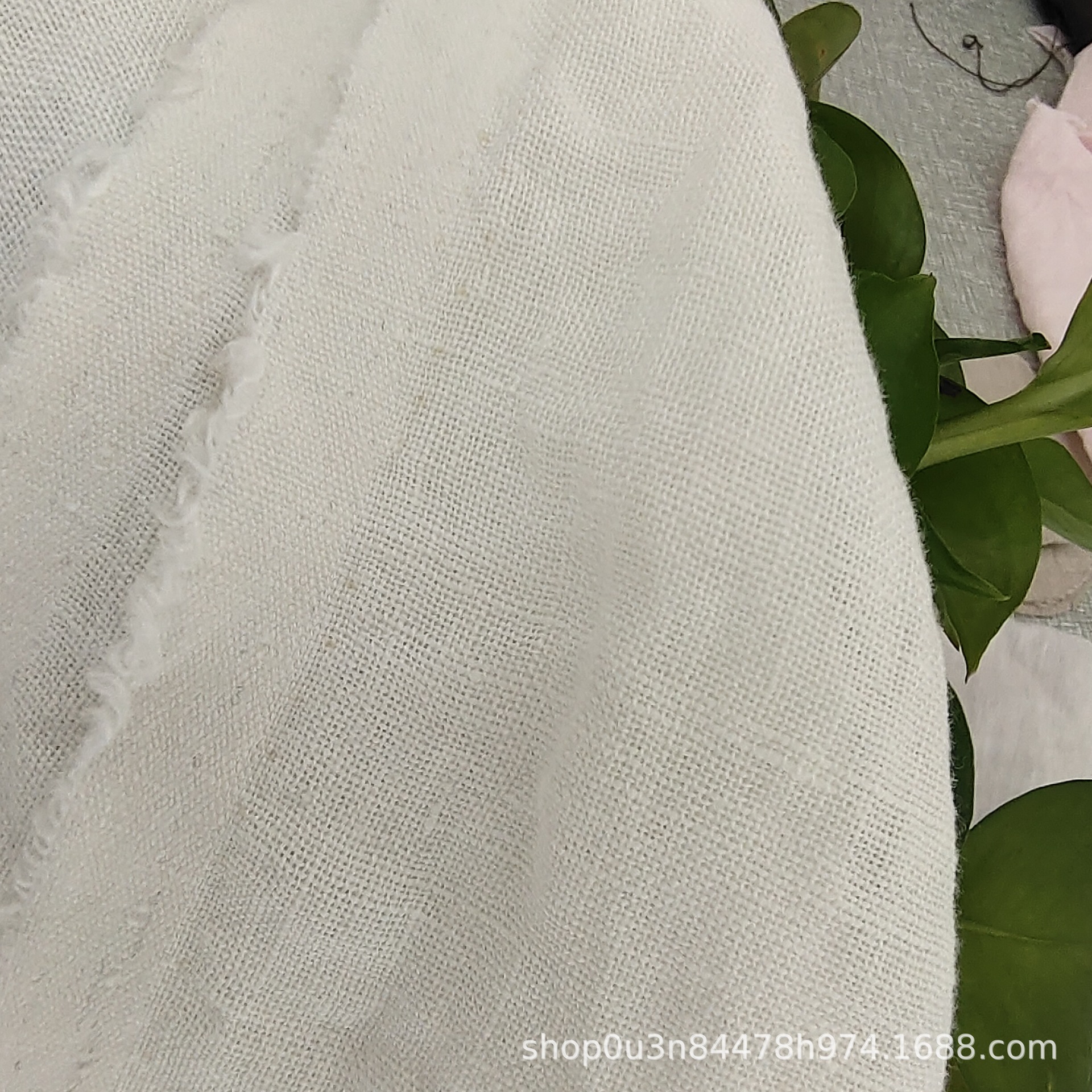 Picture of Pure Linen White Window Screen Washed Fabric French Long Linen Gauze Curtain Fabric Enzyme Washed Extra Wide Linen Curtain