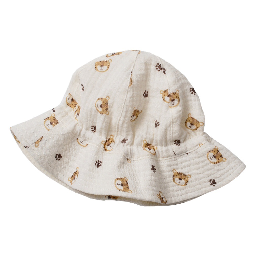 moinmlon spring summer autumn Korean stretch gauze cloth cap animal print boy breathable sun hat baby sun hat