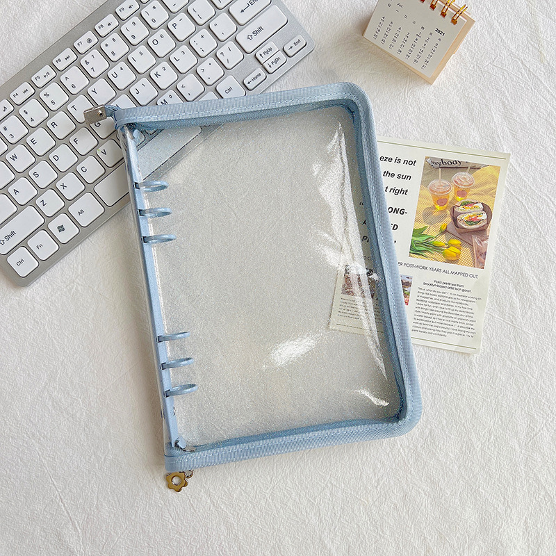 Picture of Spot Cute Popular Storage Bag Six-Hole Loose-Leaf Book Ins Style Star Chasing A5A6 Transparent Zipper Notebook Shell