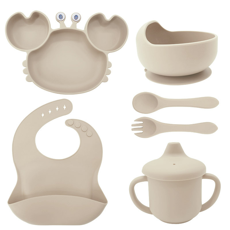 Picture of Baby silicone tableware crab plate suit food supplement bowl bib food grade tableware suit factory direct supply cross-border