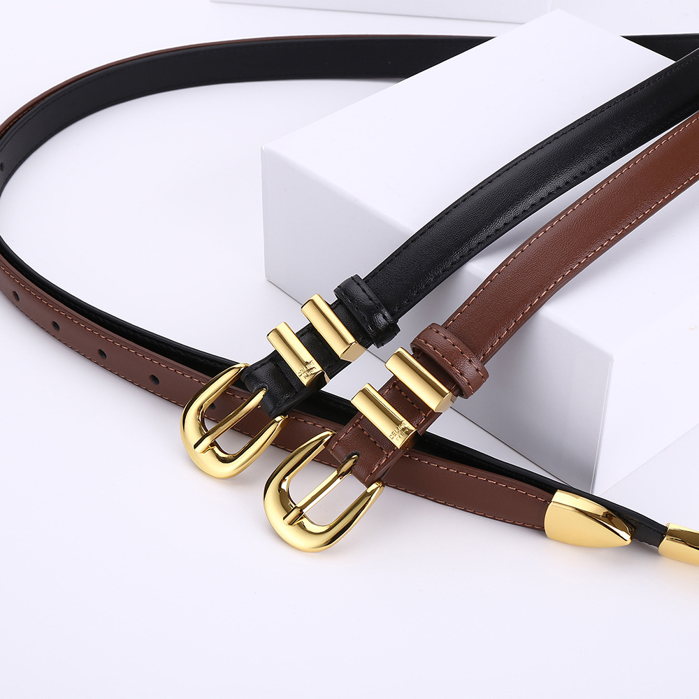 New women's belt fashionable all-match jeans decorative belt ins style genuine leather black pants belt simple South Korea