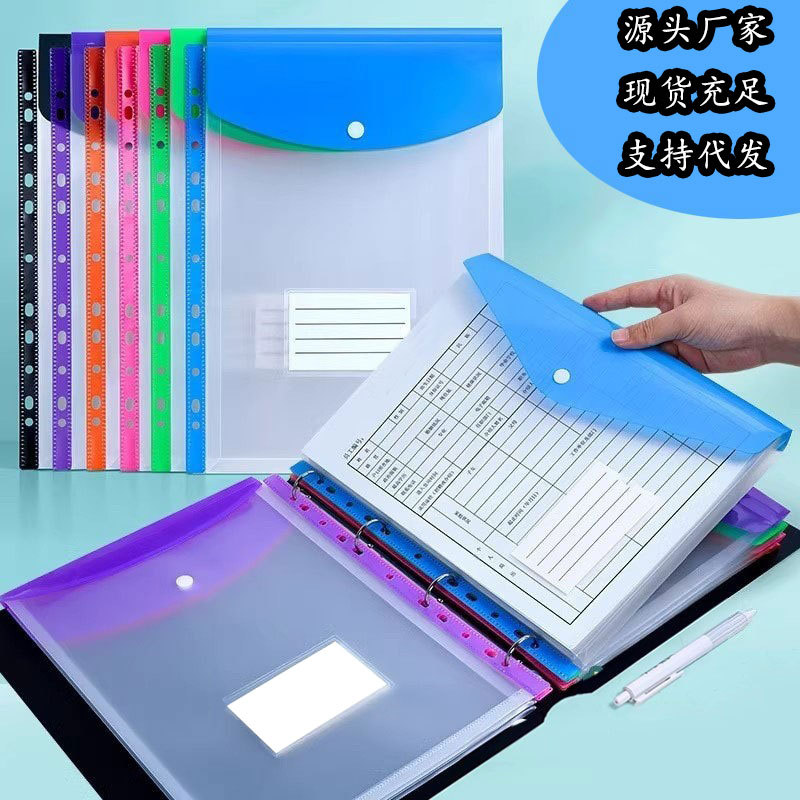 Amazon's Best-Selling Data Storage A4Pp File Bag 11-Hole Loose-Leaf Snap File Bag Open Ring Manufacturer Wholesale