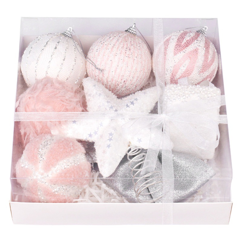 Cross Border Christmas Decorations Ins Pink Boutique Bubble Christmas Ball Tree Top Star suit Christmas Tree Pendant
