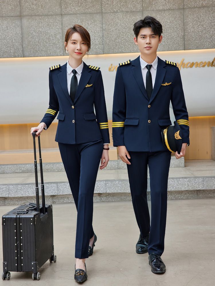 Picture of High-speed rail stewardess stewardess captain uniform men's and women's drum band costumes hotel KTV security overalls suit