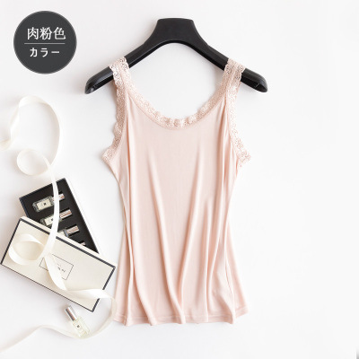 Picture of Yuyue New Silk French Camisole Women's Lace plus size Mulberry Silk Solid Color Short Base Shirt