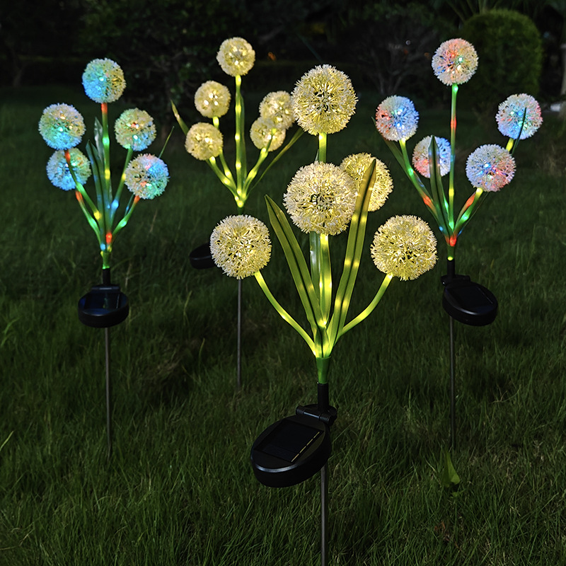 New Product 5-Head 3-Head Single-Head Solar Dandelion Onion Ball Led Garden Terrace Lawn Decorative Ground Plug Atmosphere Light