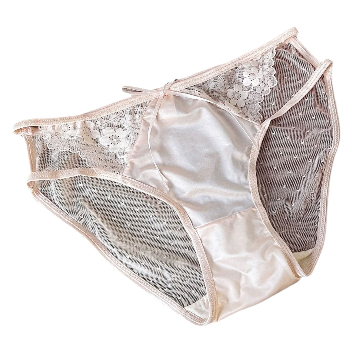 Sexy thin belt hollow underwear girls pure desire light luxury satin lace mesh low waist mulberry silk bottom crotch briefs