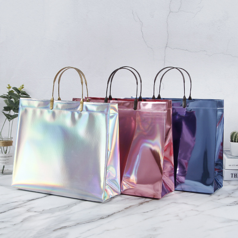 Laser tote bag gift bag birthday wedding gift bag clothing store plastic packaging bag pvc tote bag custom
