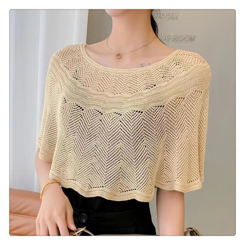 Picture of Women's Winter Pullover Neck Warmer, Solid Color Korean Style Versatile Neck Wrap, Knitted Ice Silk Pullover Small Cape Shawl