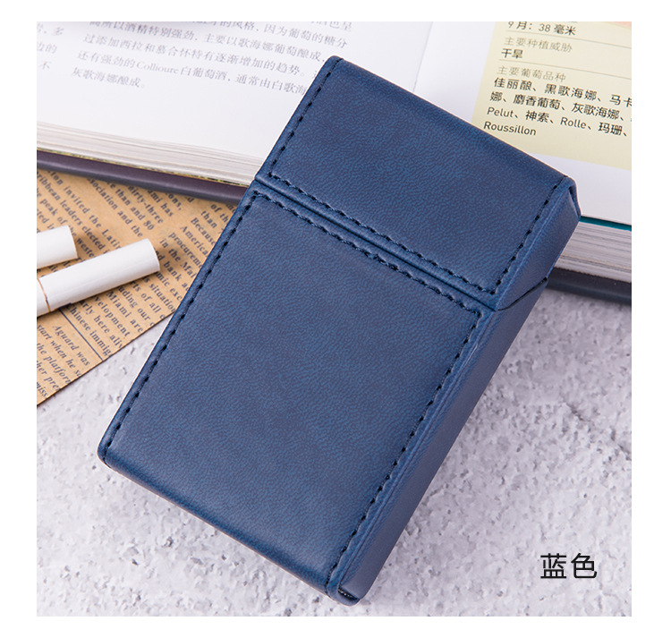 Picture of Pu Leather Flip-Top 20-Pack Thick Cigarette Box Creative Stylish Moisture-Proof Leather Men's Cigarette Box Manufacturer Wholesale