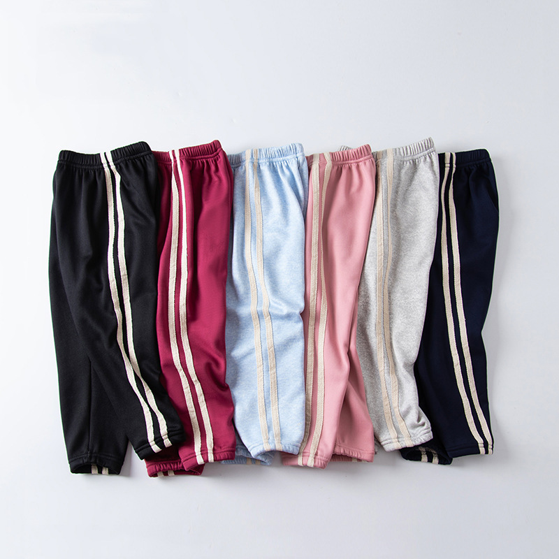 Children's pants autumn and winter fleece-lined thickened casual sports pants boys and girls loose warm sweatpants windproof ankle-tied trousers