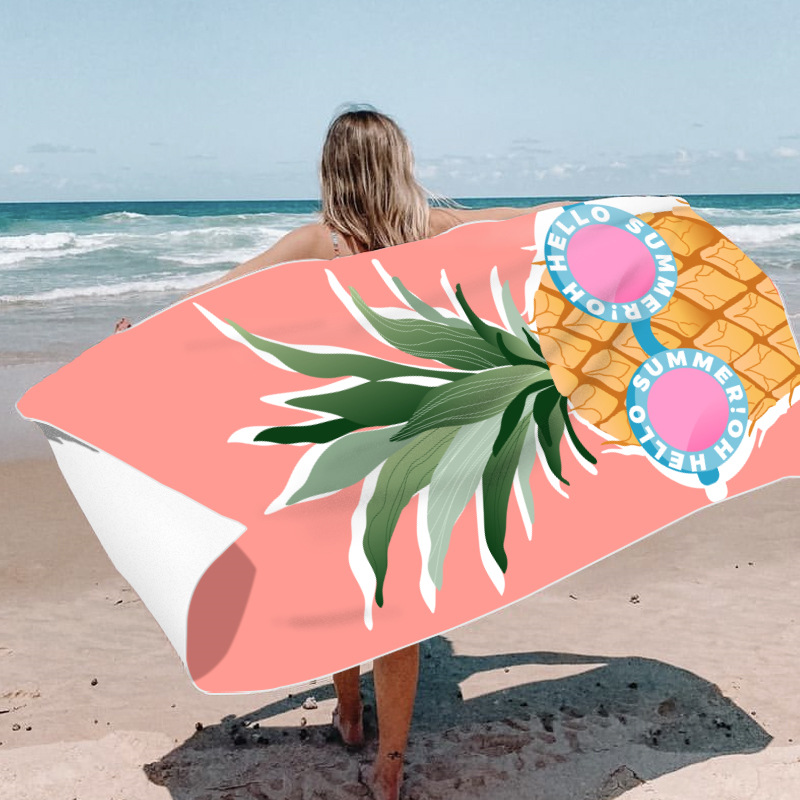 Picture of New Cross-Border Amazon European and American Double-Sided Velvet Quick-Drying Bath Towel Customizable Printed Towel Beach Swimming Beach Towel