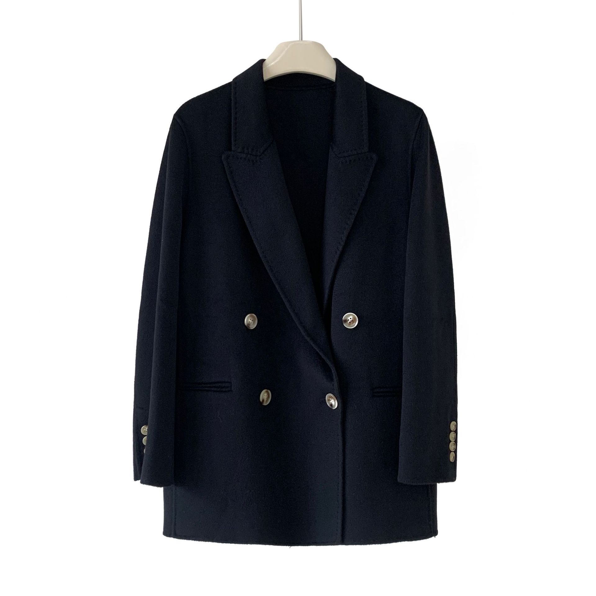 Picture of He Ying 2025 Autumn and Winter Coat Temperament Dry Refined Double-Sided Woolen Coat Casual Suit Double-Breasted Short Style