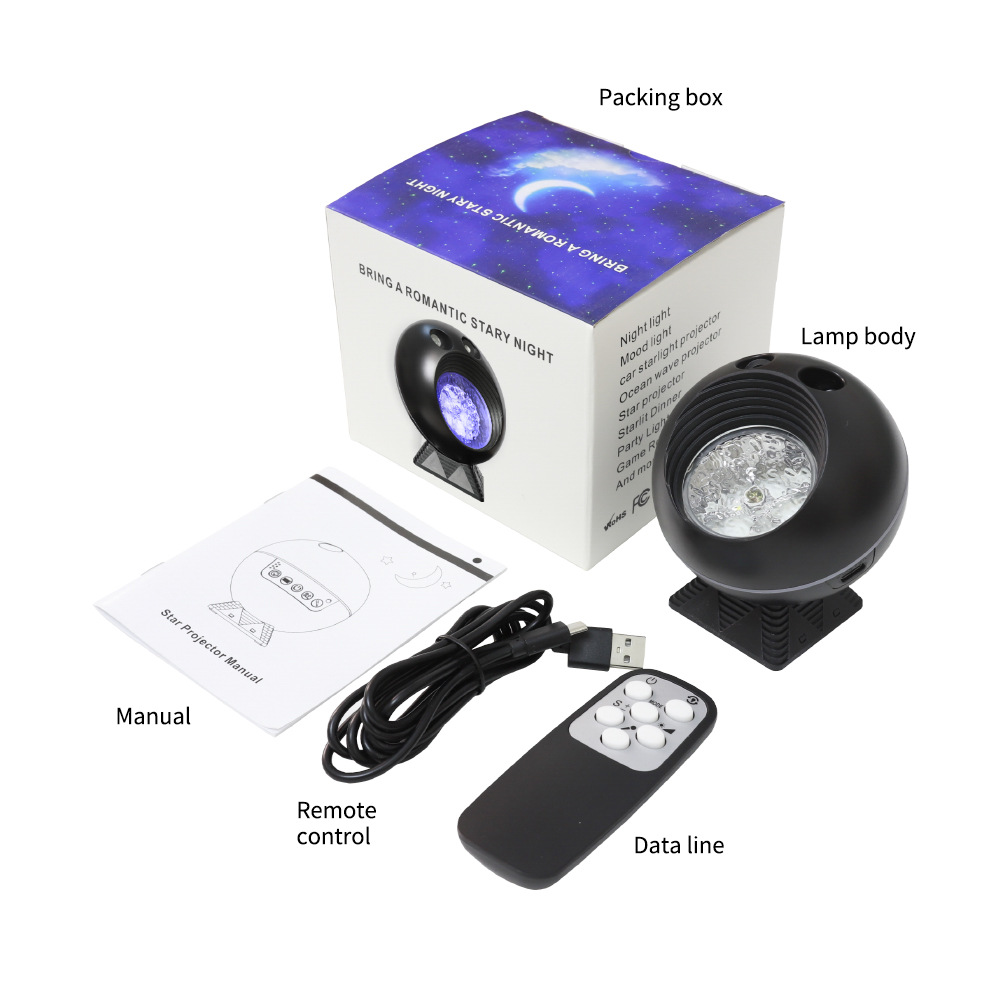 Picture of Bolang LED Starlight Projector USB Night Light Voice Control Laser Laser Light All over the Sky Star Mercury Flame Starry Top