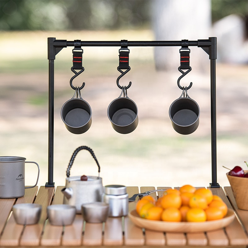 Picture of Outdoor Camping Desktop Storage Rack Aluminum Alloy Picnic Barbecue Tableware Multi-purpose Shelf Table Camping Lamp Rack