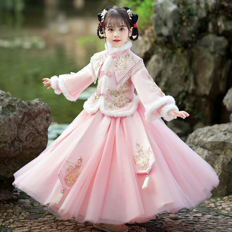 Picture of Hanfu girls' winter 2024 new quilted thickened ancient costume children's Tang suit ancient style little girl Chinese style skirt