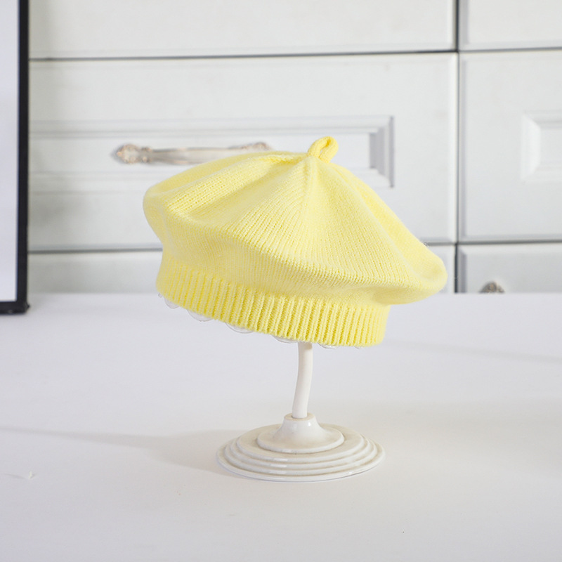 Picture of Baby Hat Autumn and Winter Women's Baby Cute Flower Beret Children's Wool Hat Girls' Knitted Painter Hat Trendy