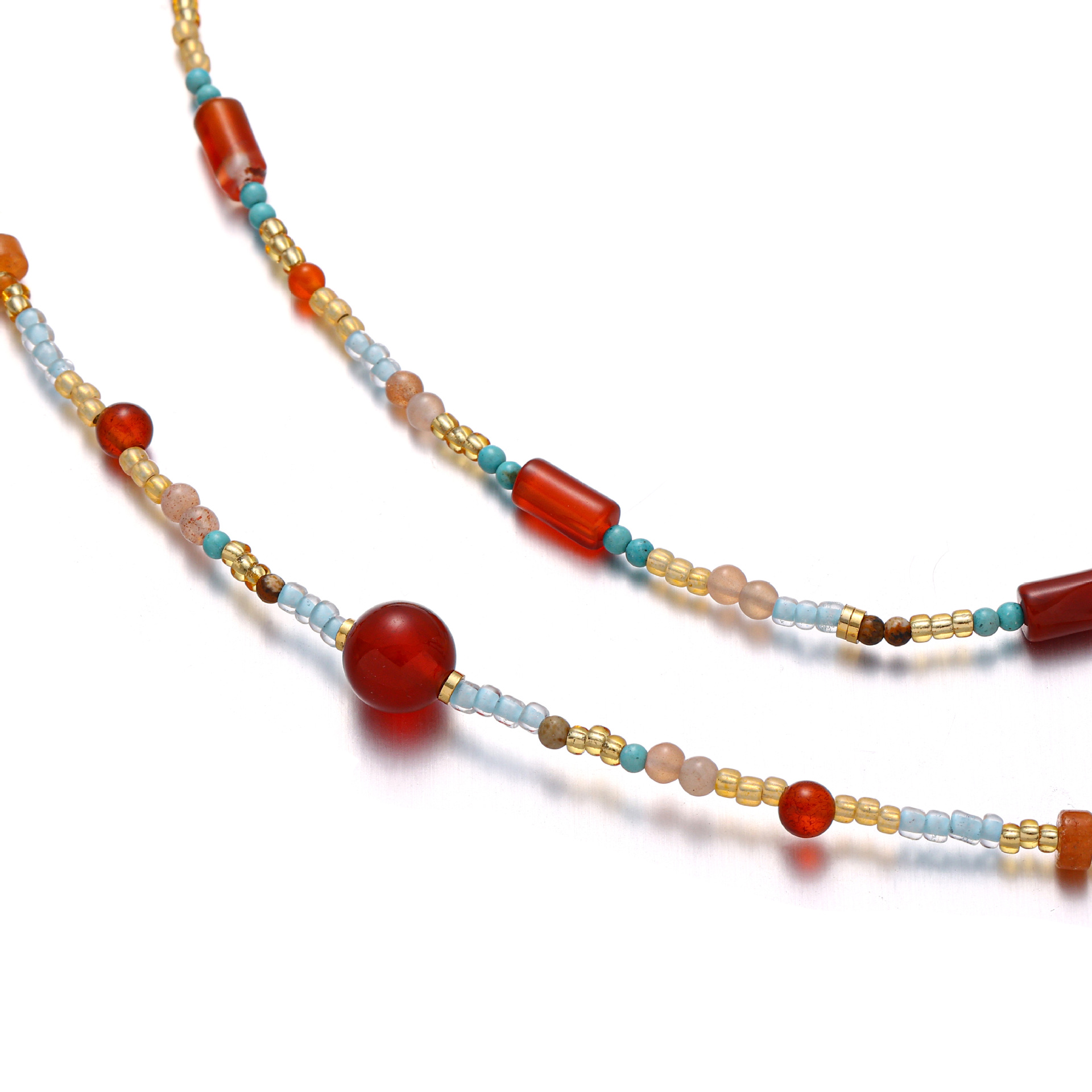 Picture of Guofeng New Chinese Style Jewelry Ancient Style Red Agate Turquoise Beaded Design Hanfu Accessories Necklace Bracelet suit Women