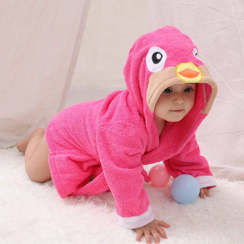 Picture of Korean version of cotton towel material baby pajamas baby cardigan bath towel children's bathrobe full moon clothes home clothes