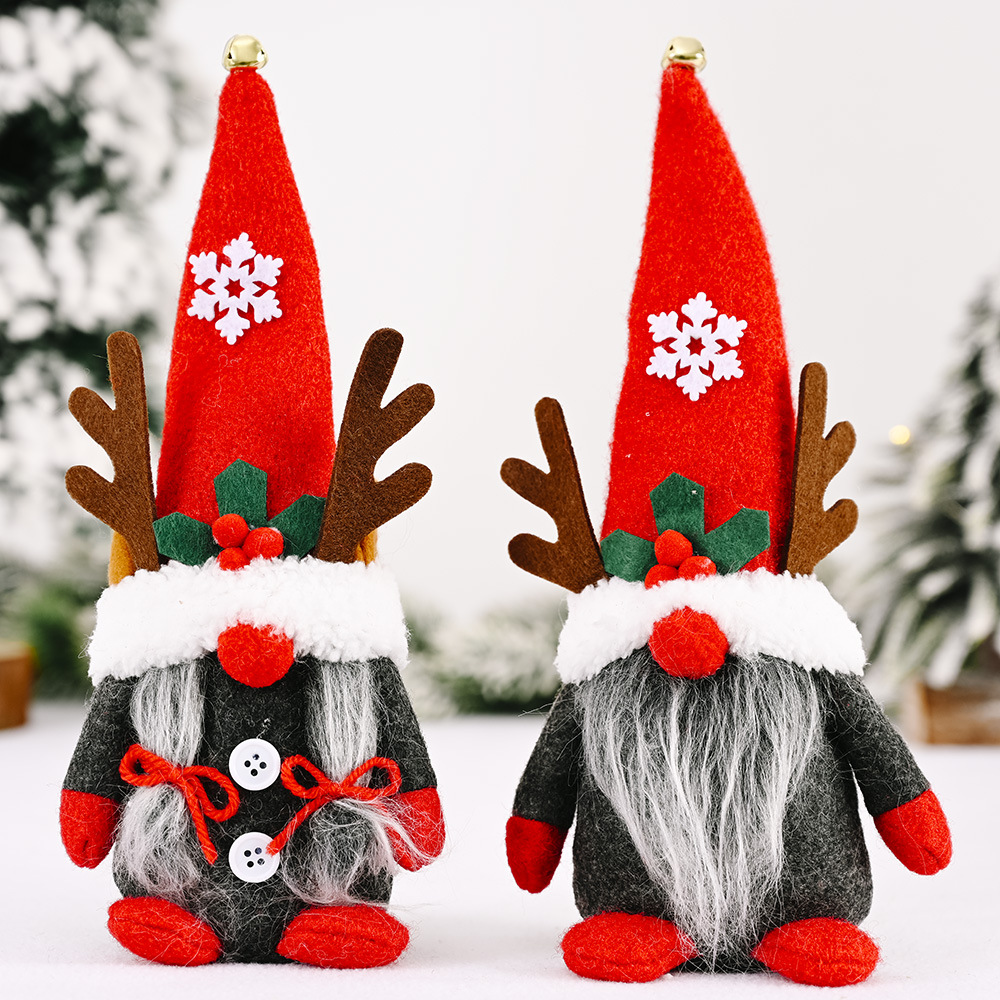 Haobei's New Christmas Decorations Creative Antlers Dwarf Ornaments Faceless Doll Ornaments Forest Old Man Dolls