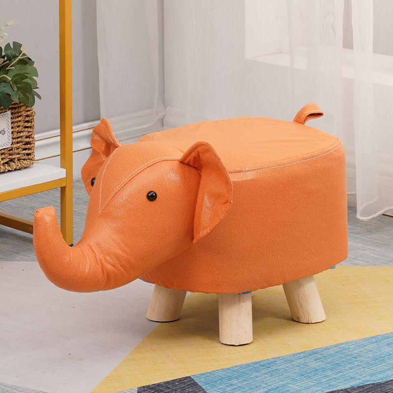 Picture of Elephant Stool children's animal stool solid wood shoe changing stool creative small stool home living room cartoon cute low stool