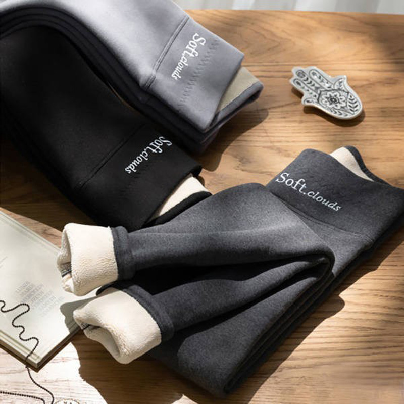 Picture of Cross-Border New Autumn and Winter Velvet Leggings for Women to Wear as Outerwear, High-Waisted, Tummy-Controlling, Embroidered, Tight-Fitting, Large-Size, Thickeneded Warm Pants, Trbottomy