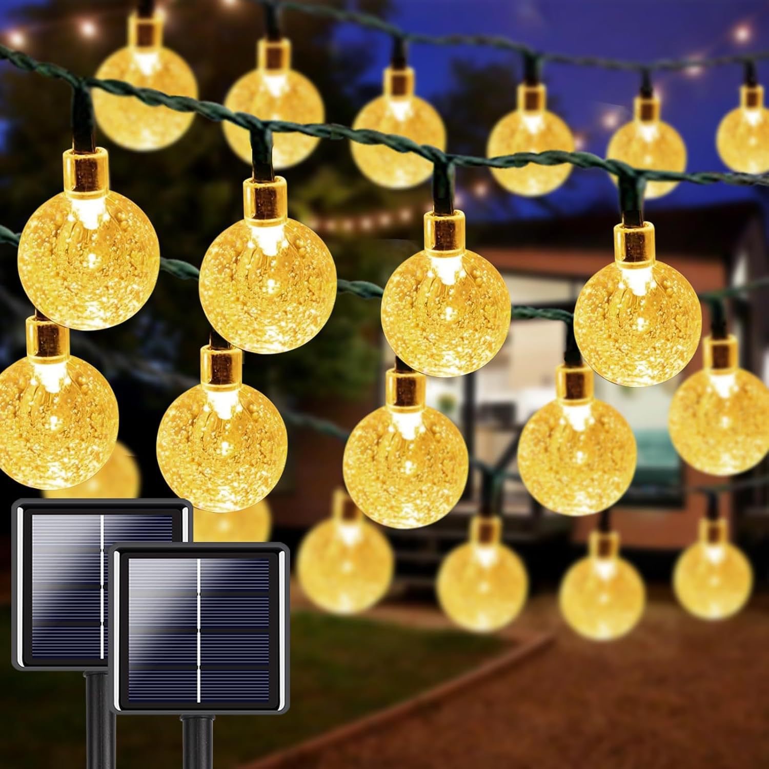 Cross-Border Led Bubble Ball Light String Outdoor Solar Decorative Light Courtyard Camping Style Light String Festive Atmosphere Decorative Light