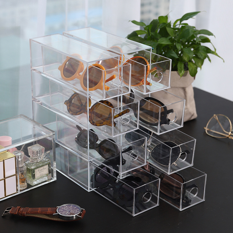 Picture of Ready-Made Glasses Store Counter Glasses Storage Box Sunglasses Storage Box Dust-Proof Transparent Drawer Storage Box