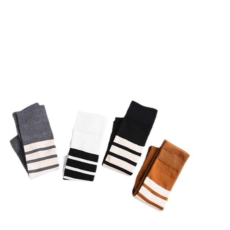 Asymmetrical Calf Socks Jk Girl Stockings with Left and Right Stripes Lolita Style Student Socks Ins Same Style