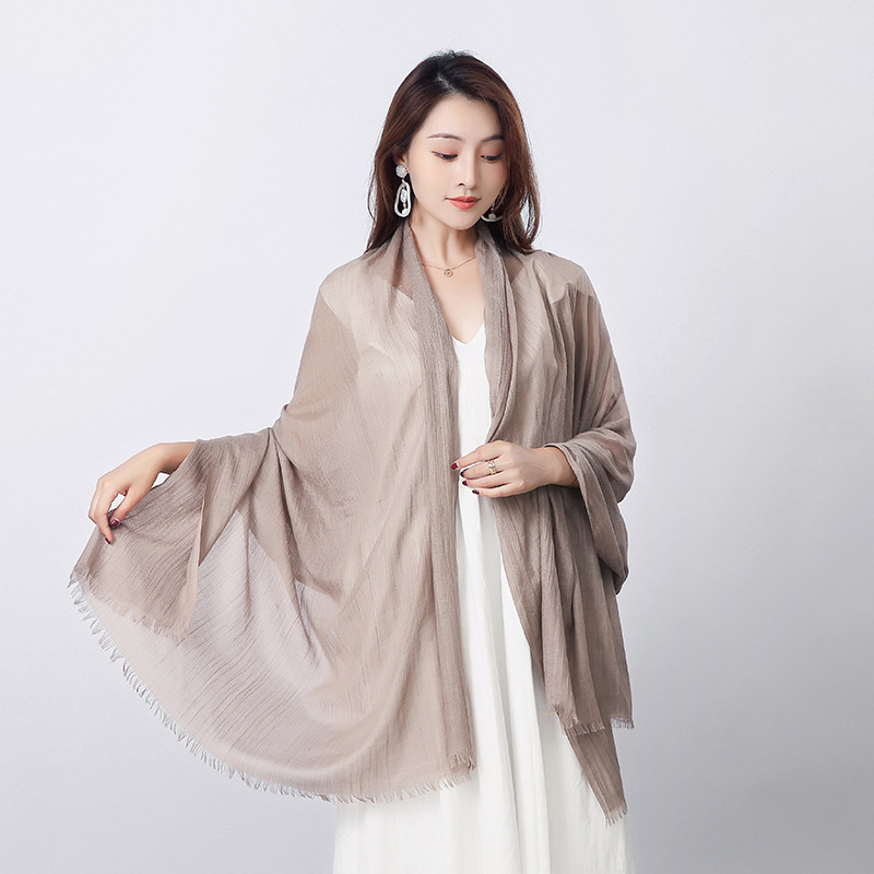 Picture of Solid Color Cotton and Linen Scarf Women's Artistic Sunscreen Scarf Scarf Beach Long Scarf Wholesale Japanese Scarf Advanced Sense