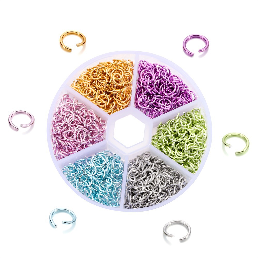 Picture of DIY jewelry accessories jump ring connecting ring open ring 6mm six grid boxed color aluminum ring earrings Accessories Wholesale
