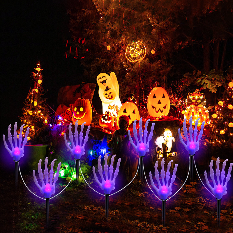 Explosions Halloween LED luminous ghost hand solar skull hand ground light courtyard atmosphere decoration props