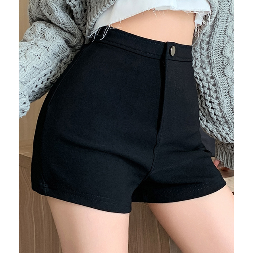 Picture of fleece-lined Thickened High Waist Elastic Casual Shorts Women's 2023 Autumn and Winter Spice Girls Slim-fit Slimming A- shaped Pants Hot Pants