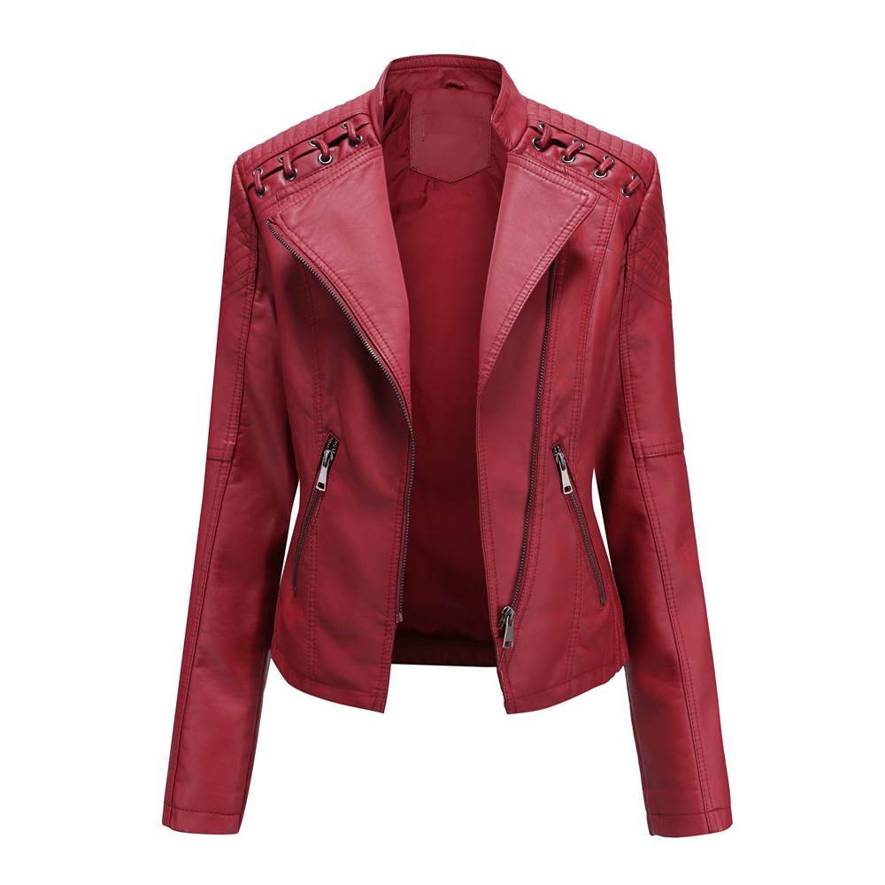 Picture of Exquisite leather jacket youthful fashion European and American women's leather jacket short jacket slim-fit thin