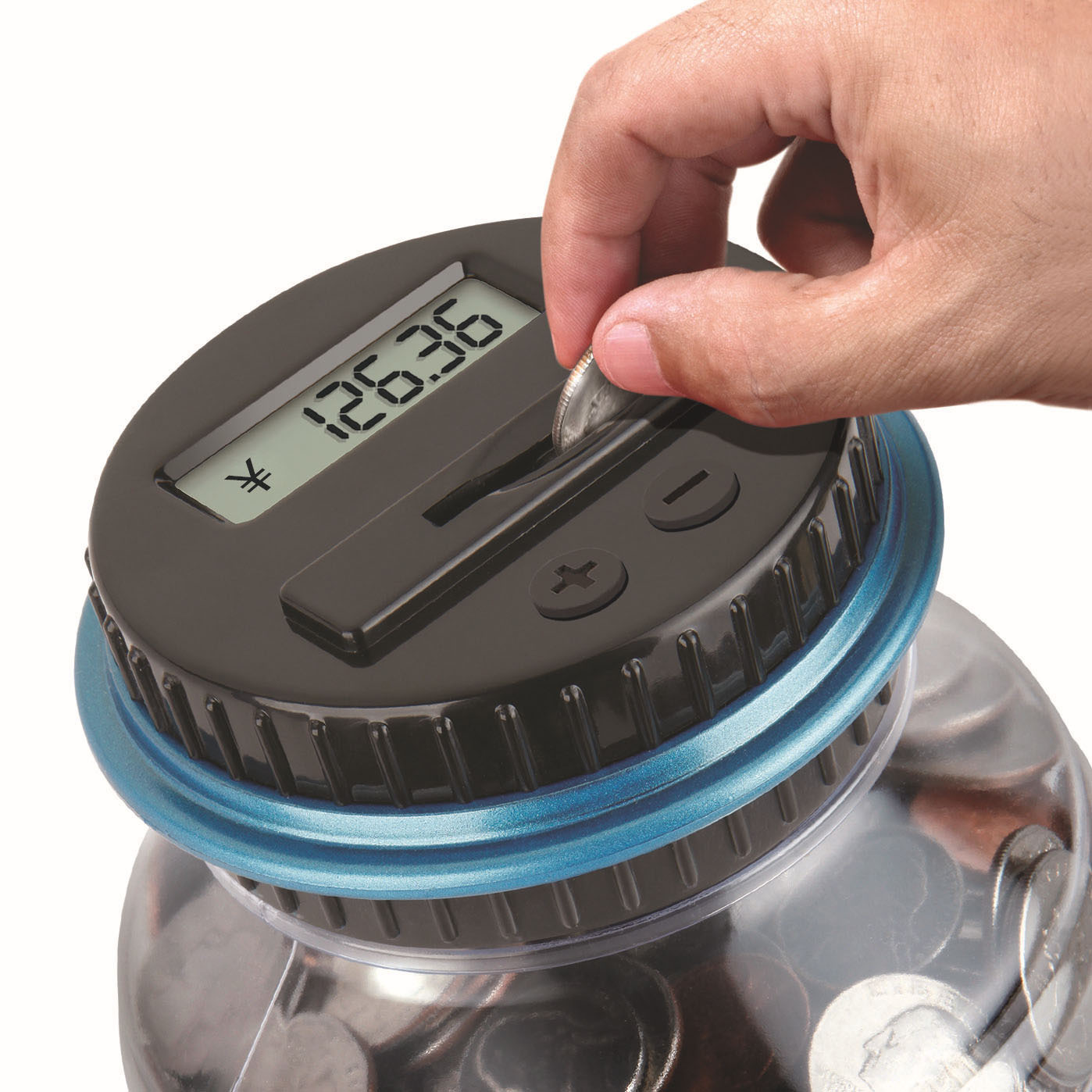 Picture of Electronic Counting Piggy Bank European Dollar Dollar Dollar Rmb Bucket Transparent Piggy Bank Full of Creative Wholesale
