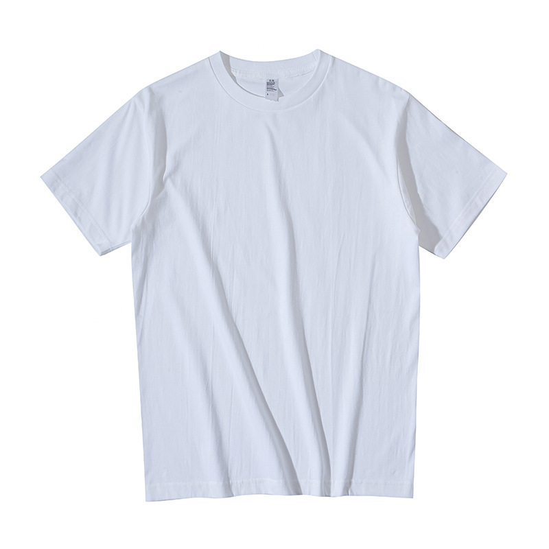 Picture of New 220g thick shoulder cotton crew neck short sleeve T-shirt white top base shirt summer women's wholesale