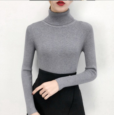 Picture of Autumn Clothing K-Style 2023 New Versatile Pure Color Slim Fit Pullover High Collar Warm Long-Sleeved Knitted Sweater for Women