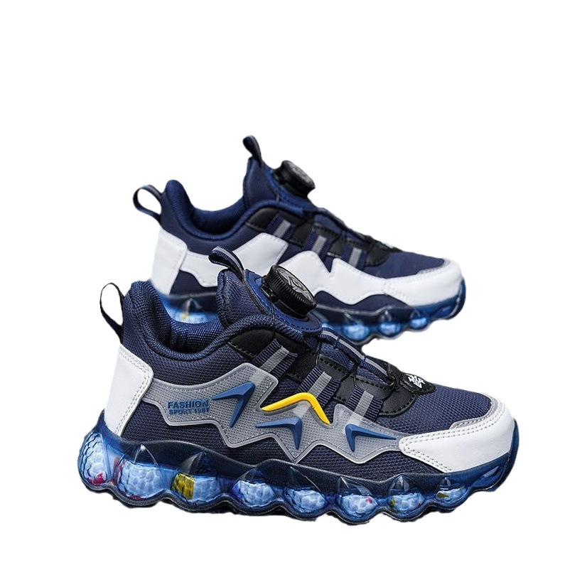 Children's shoes boys sneaker autumn and winter leather mesh rotating buckle fashion trendy primary school shoes boys shoes