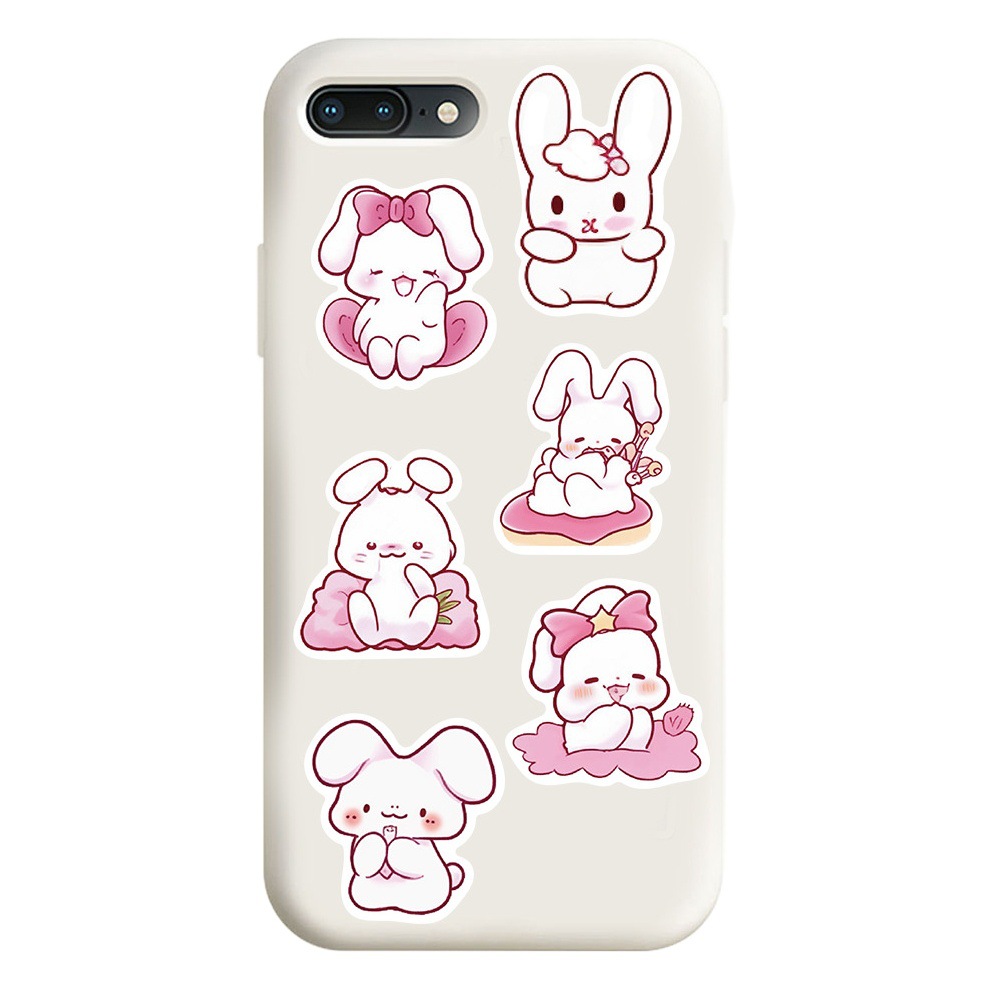 50 pink cartoon rabbit hand account stickers decorative luggage motorcycle diy waterproof stickers wholesale