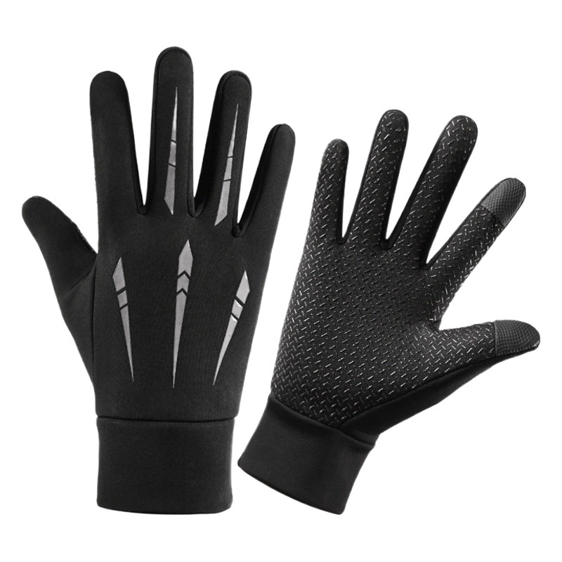 Windproof waterproof fleece-lined warm motorcycle winter cold-proof riding equipment cycling full finger take-out men's gloves touch screen