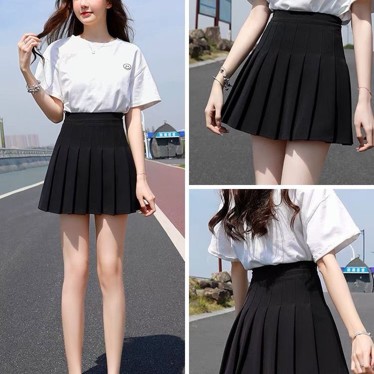 (lengthened safety pants zipper buttons) pleated skirt JK uniform skirt skirt spring summer short autumn winter