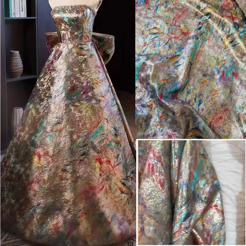 Dunhuang Flower Butterfly Dream Colorful Bright Silk Jacquard Texture Profile Coat Coat Cheongsam Fashion Designer Fabric