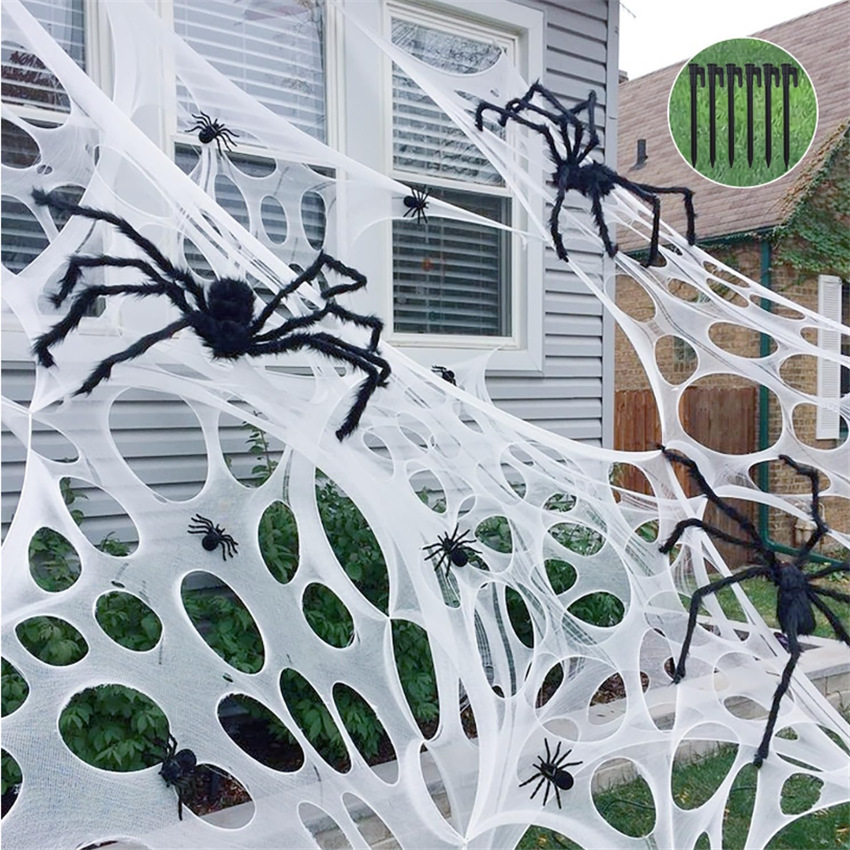 Amazon cross-border e-commerce Halloween decorative cloth spider web ghost festival ripped mesh beef and mutton sleeve bag