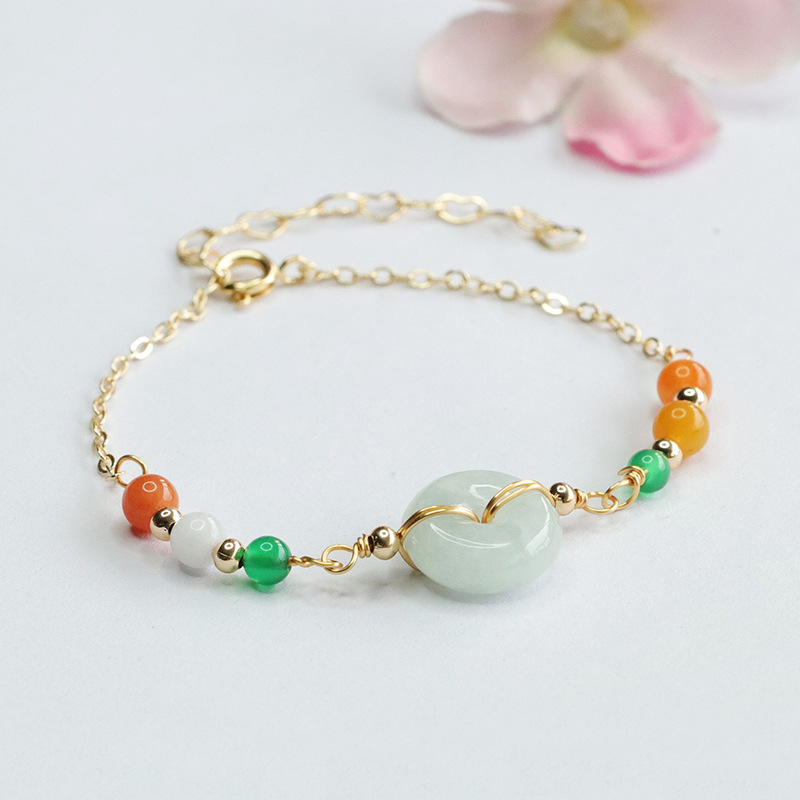 Xinyu Natural Myanmar A Jade Ping An Buckle Bracelet Jade Bracelet Factory Wholesale FC4040904